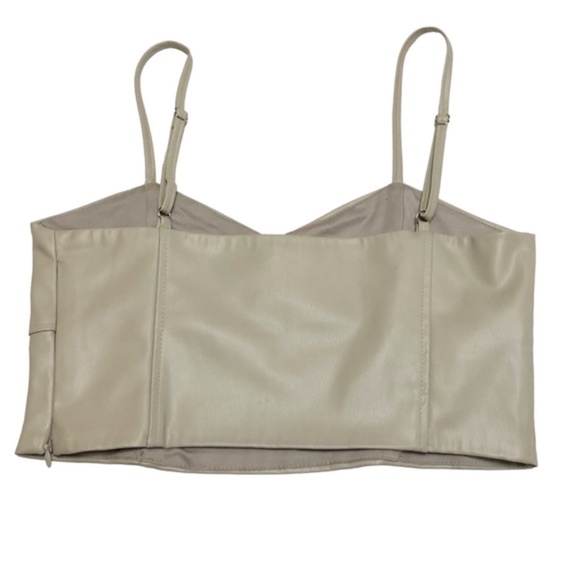 Zara | Faux Leather Bustier Style Beige Crop Tank Top Medium - Picture 5 of 10